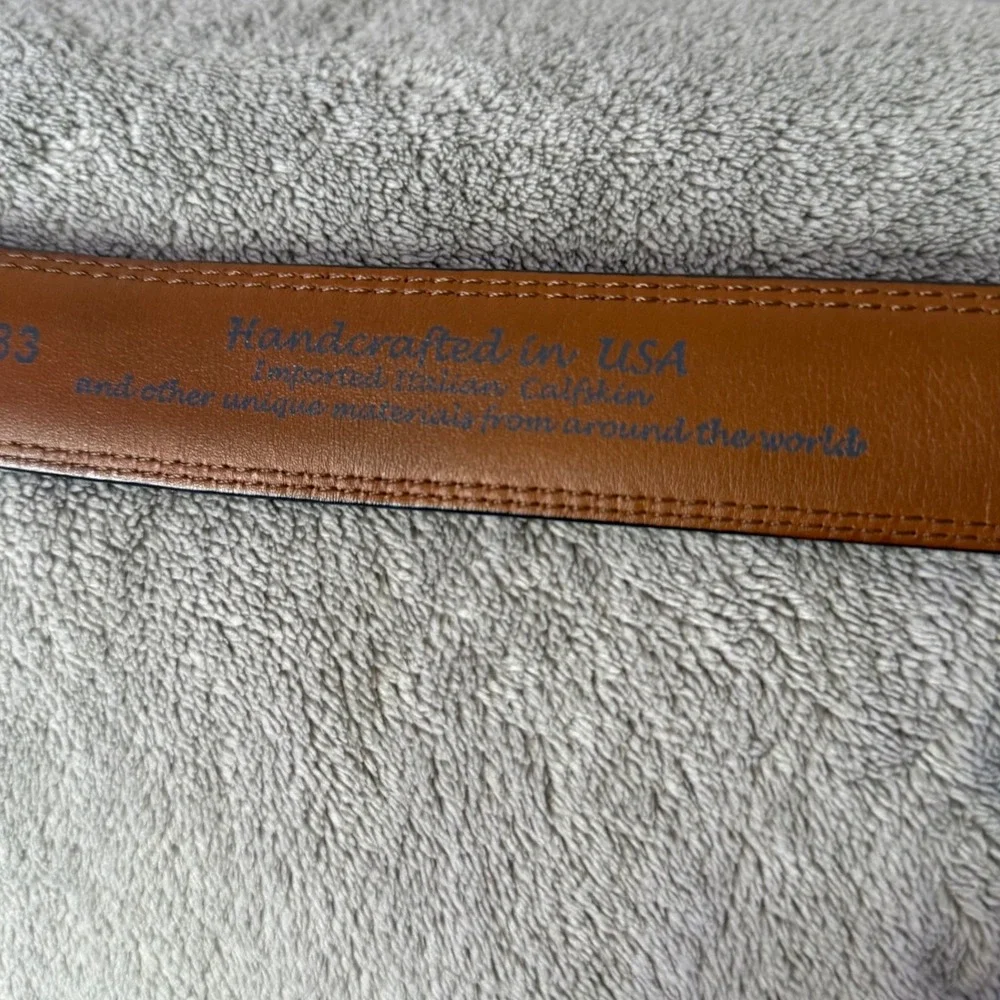 Brighton Leather Belt Mens 42 Black Italian Calfskin M10383 Double Stitch Buckle